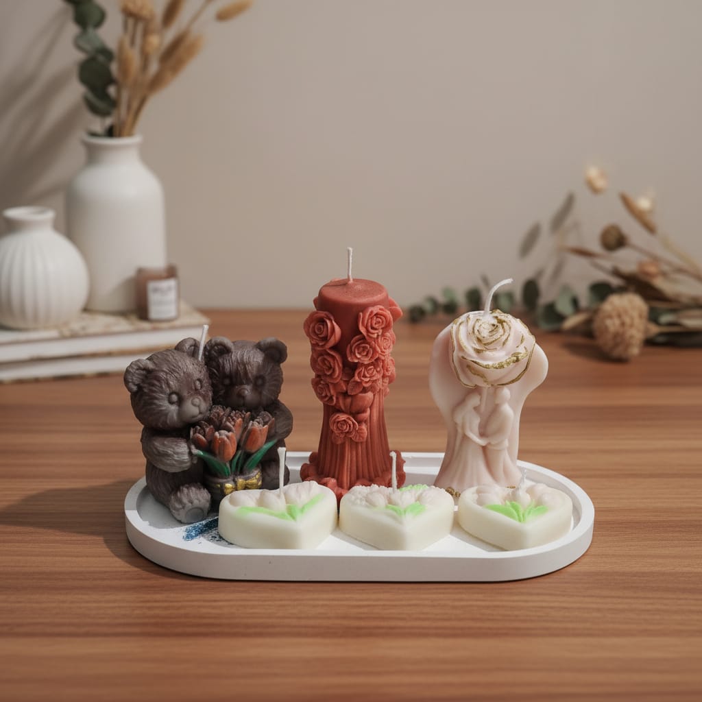 🐻 שלישיית נרות פסל — חמודים, מיוחדים ומושלמים כמתנה.